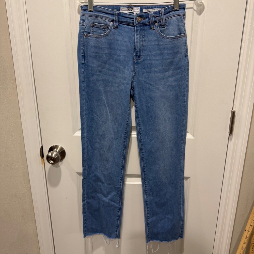 Denim TLC Women Straight Leg Raw Hem Jeans Blue 27